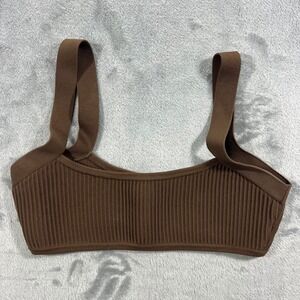 Forever 21 Ribbed Knit Crop Top Womens Small Brown Good Scoop Neck Bralette